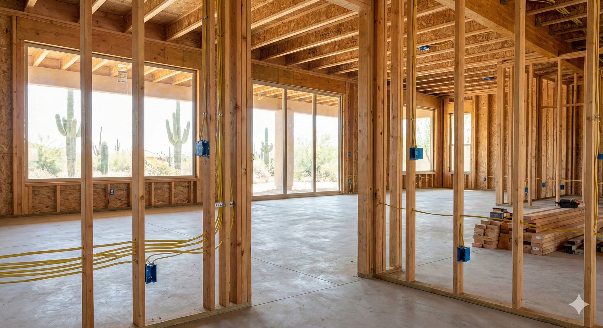 Electrical rough-in work during residential wall framing